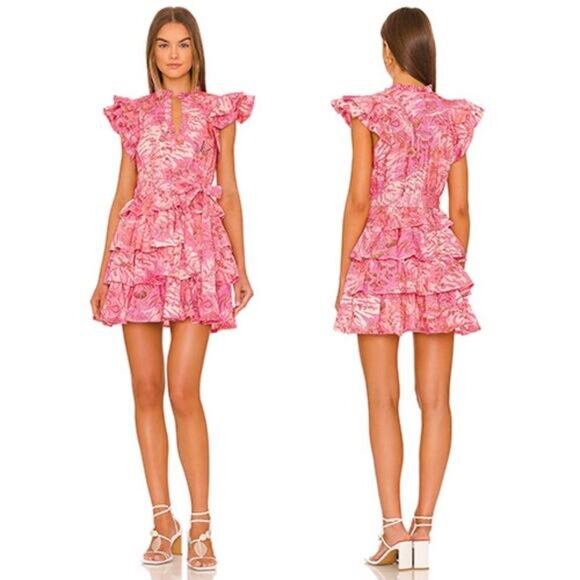 NWT Ulla Johnson Lulua Tiered Ruffled Mini Dress Women's Camellia Size: 8 - Picture 7 of 7